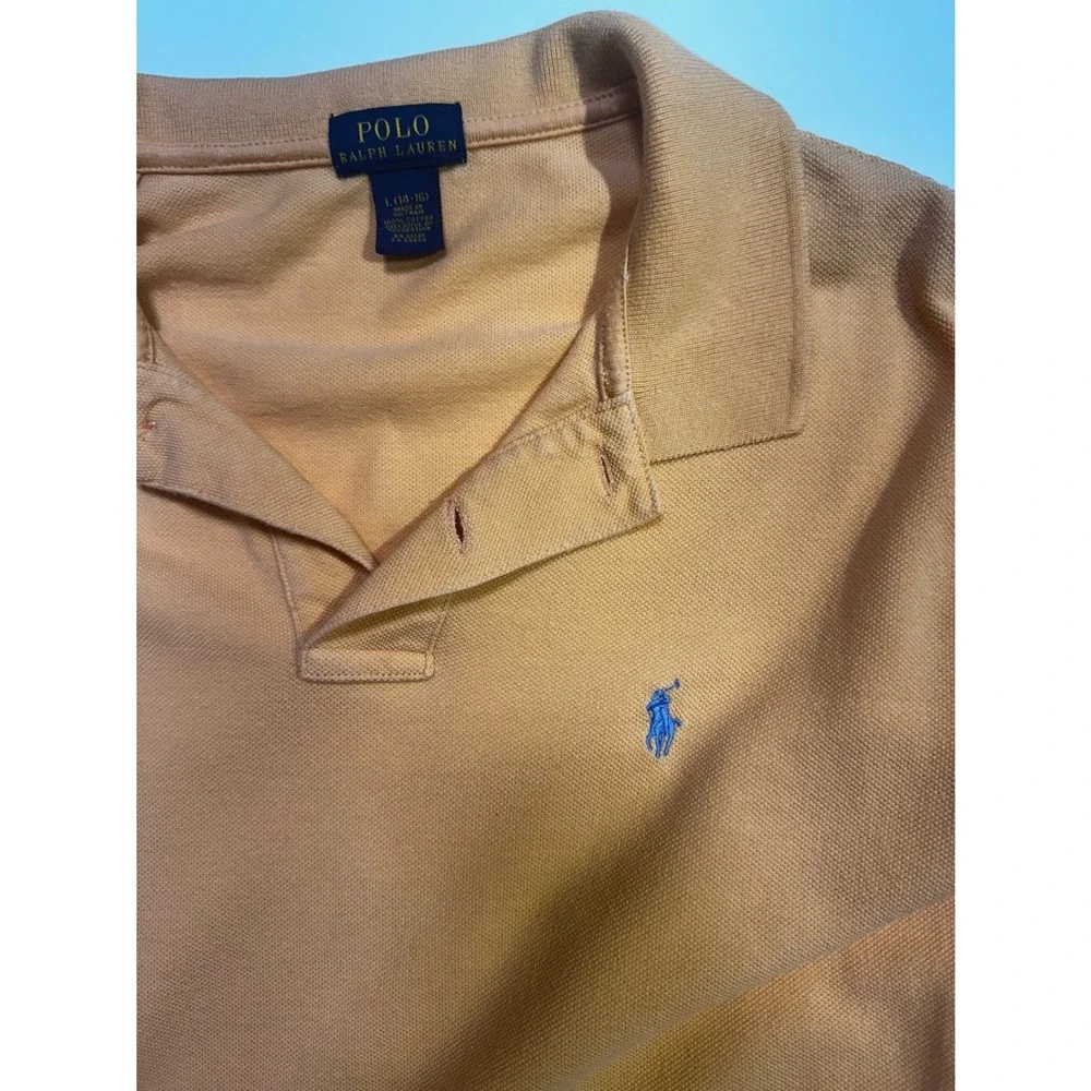 Polo Ralph Lauren Kids Boys Peach Orange Short Sleeve Cotton Pique Shirt L 14-16